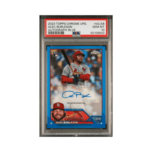 Alec Burleson PSA 10 2023 Topps Chrome Update Autographed Blue Refracter Card #ACAB - 23/50