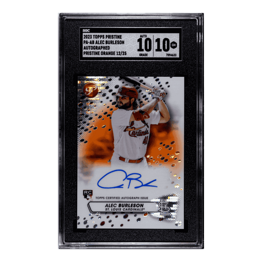 Alec Burleson SGC 10 2023 Topps Pristine Autographed Pristine Orange #D 12/25 Rookie RC Card #PA-AB