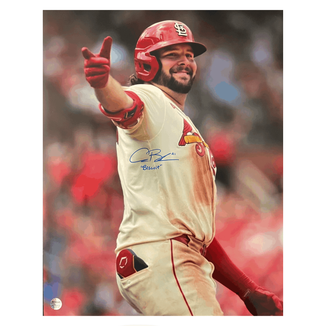 Alec Burleson St Louis Cardinals Autographed 16x20 Photo with "Biscuit" Inscription- Fan Cave COA