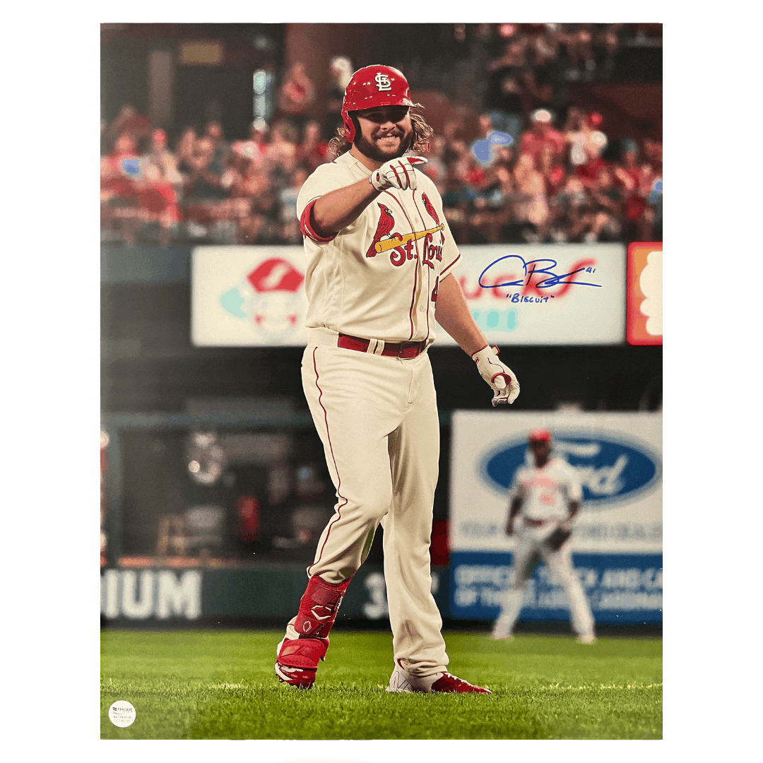 Alec Burleson St Louis Cardinals Autographed 16x20 Photo with "Biscuit" Inscription- Fan Cave COA