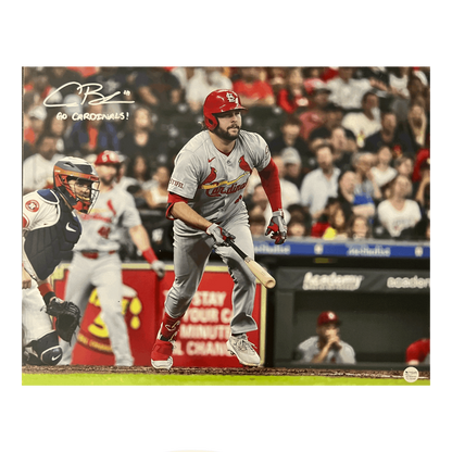 Alec Burleson St Louis Cardinals Autographed 16x20 Photo with "Go Cardinals" Inscription- Fan Cave COA