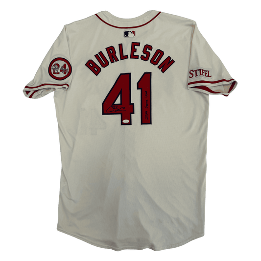 Alec Burleson St Louis Cardinals Autographed Game Used Alternate Jersey w/ Inscription - JSA COA