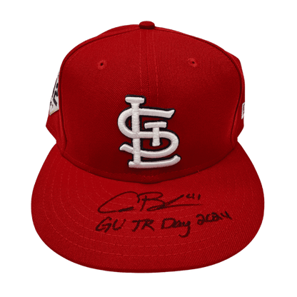 Alec Burleson St Louis Cardinals Autographed Game Used Jackie Robinson Day Hat w/ Inscription - JSA / MLB COA