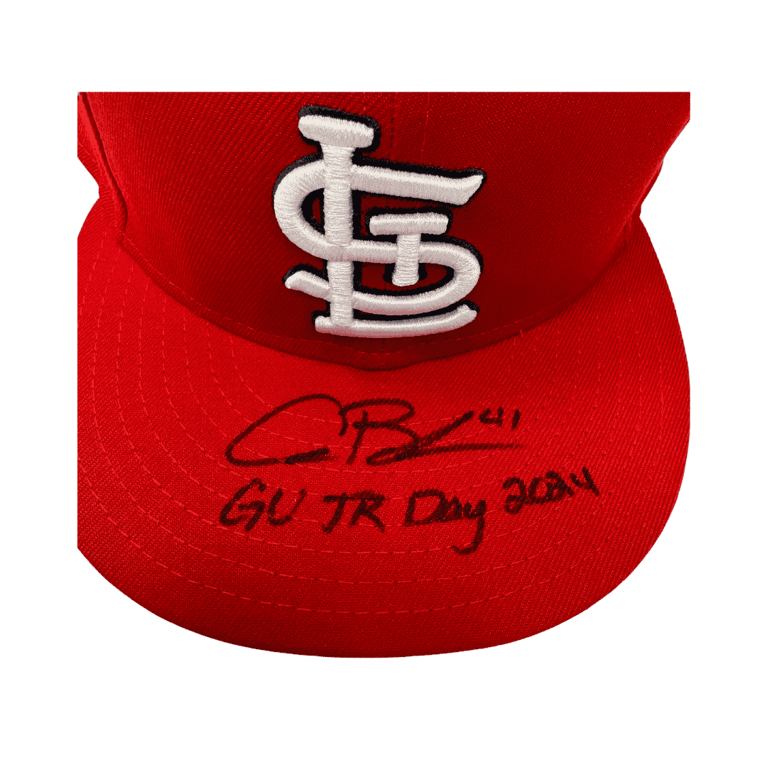 Alec Burleson St Louis Cardinals Autographed Game Used Jackie Robinson Day Hat w/ Inscription - JSA / MLB COA