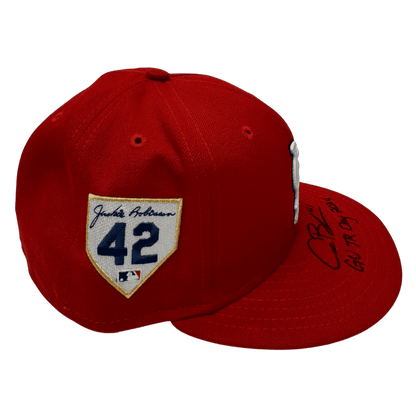 Alec Burleson St Louis Cardinals Autographed Game Used Jackie Robinson Day Hat w/ Inscription - JSA / MLB COA