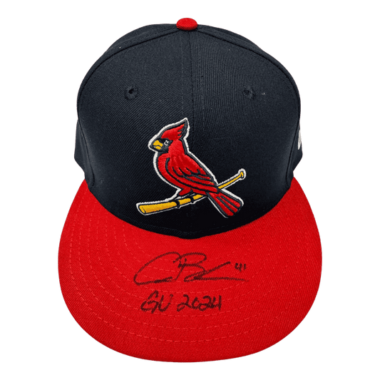 Alec Burleson St Louis Cardinals Autographed Game Used Two Tone Hat w/ Inscription - JSA COA