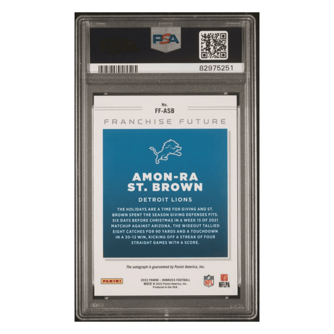 Amon-Ra St Brown PSA 10 2022 Panini Donruss Franchise Future Autograph Card #FFASB