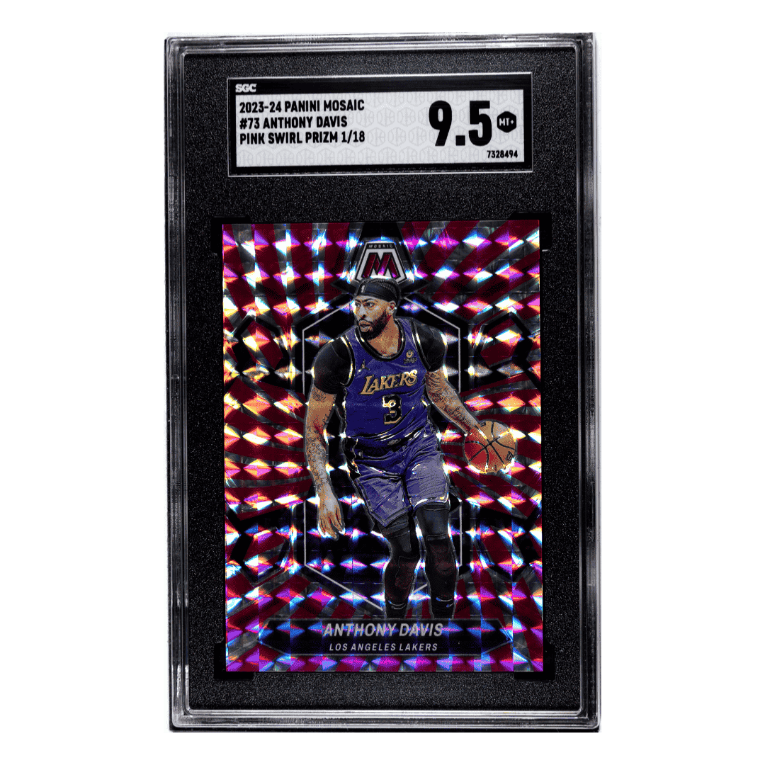 Anthony Davis SGC 9.5 2023-24 Panini Mosaic Pink Swirl Prizm 1/18 Card #73