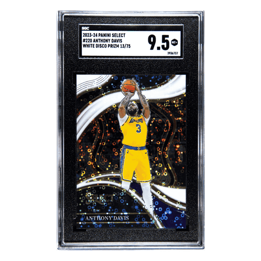 Anthony Davis SGC 9.5 2023-24 Panini Select White Disco Prizm 13/75 Card #220