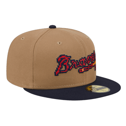 Atlanta Braves 8-Bit Wordmark New Era Khaki 59FIFTY Fitted Hat