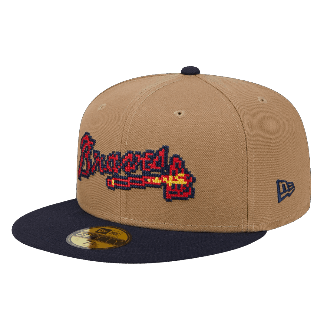 Atlanta Braves 8-Bit Wordmark New Era Khaki 59FIFTY Fitted Hat