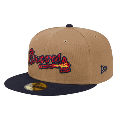 Atlanta Braves 8-Bit Wordmark New Era Khaki 59FIFTY Fitted Hat