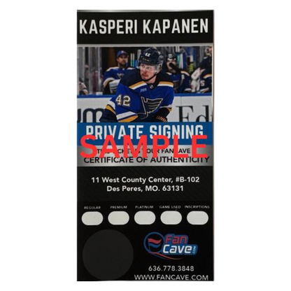 Kasperi Kapanen St Louis Blues Autographed 2014 NHL Draft Puck with Inscription- Fan Cave COA KK1