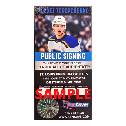 Alexei Toropchenko St Louis Blues Autographed Official Game Puck - Fan Cave COA