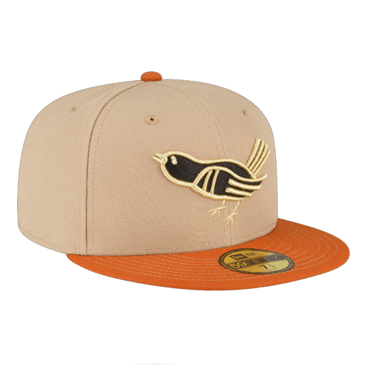 Baltimore Orioles Retro Bird New Era Camel Exclusive 59FIFTY Fitted Hat