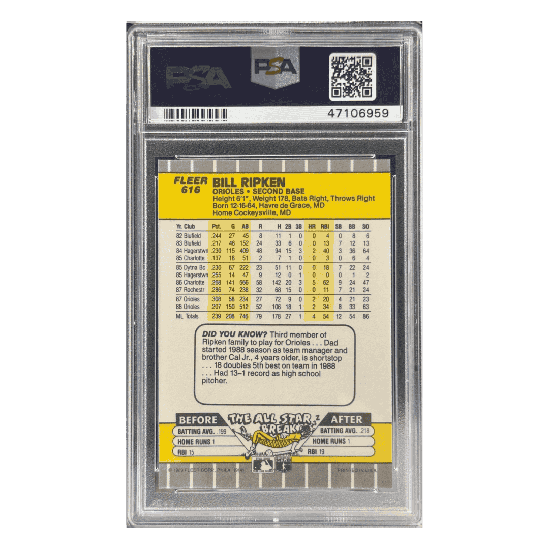 Bill Ripken PSA 8 1989 Fleer FF Error Card #616