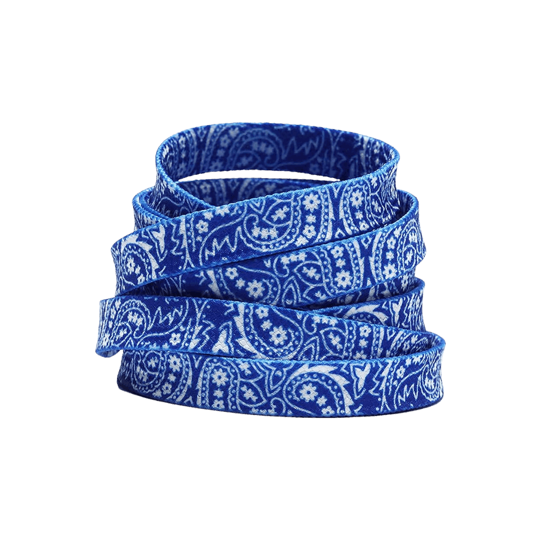 Fan Cave Standard Shoelaces - Blue Paisley