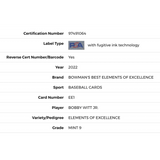 Bobby Witt Jr PSA 9 2022 Bowman's Best Elements of Excellence Card #EE1
