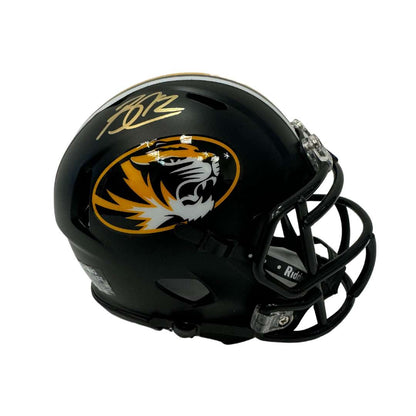 Brady Cook Missouri Tigers Autographed Mini Speed Helmet - JSA COA