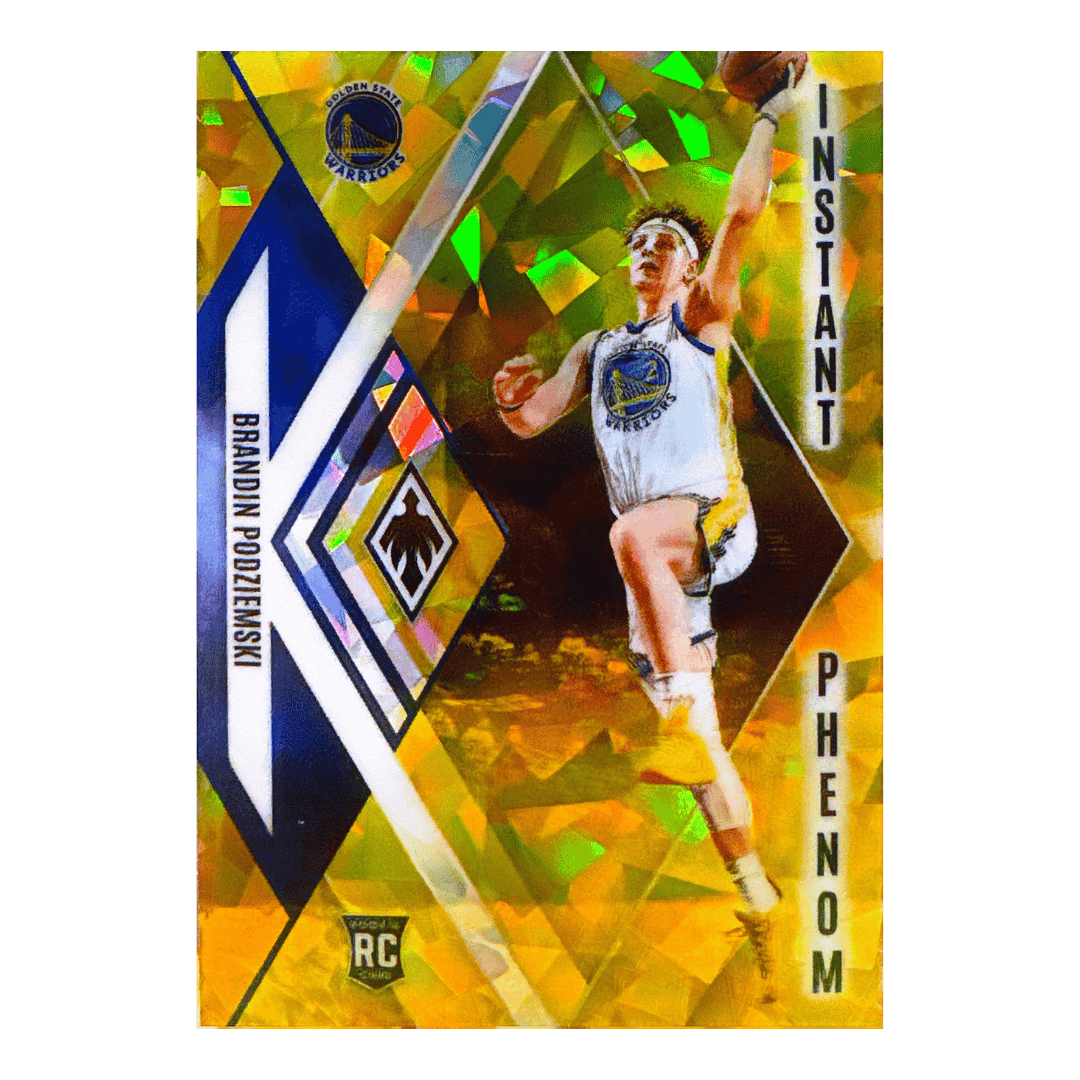 Brandin Podziemski 2023-24 Panini Phoenix Instant Phenom Gold Ice Rookie Card /175