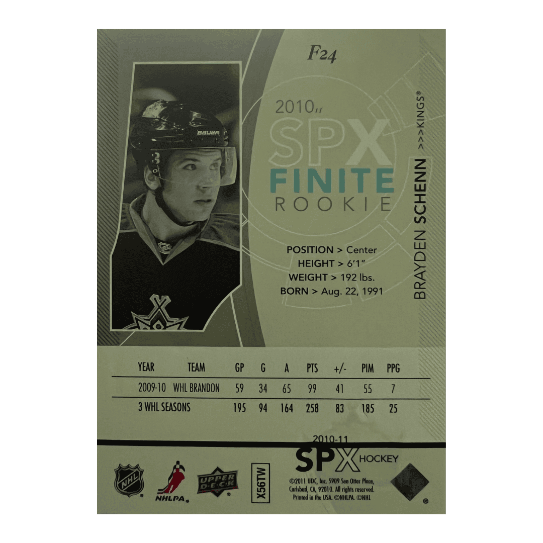 Brayden Schenn 2010-11 SPx Finite Rookies #F24 /249