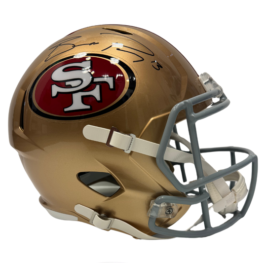 Brock Purdy San Francisco 49ers Autographed Full Size Gold Speed Replica Helmet - Fanatics COA