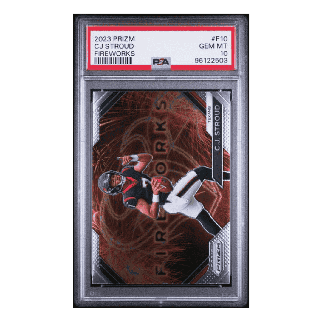 C.J. Stroud PSA 9 2023 Panini Prizm Fireworks Card #F10