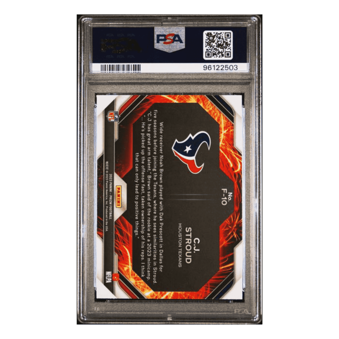 C.J. Stroud PSA 9 2023 Panini Prizm Fireworks Card #F10