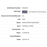 C.J. Stroud PSA 9 2023 Panini Prizm Fireworks Card #F10