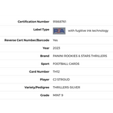 C.J. Stroud PSA 9 2023 Panini Rookies Stars Thrillers - Silver Rookie RC Card #TH12