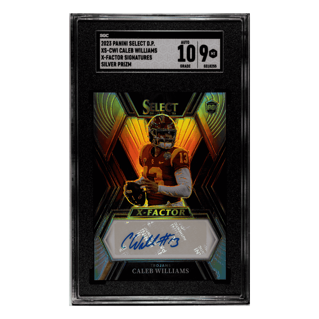 Caleb Williams SGC 9 2023 Panini Select Draft Picks X-Factor Silver Prizm Autograph Card #XS-CWI