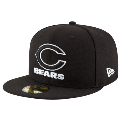 Chicago Bears Black & White Logo New Era 59FIFTY Fitted Hat