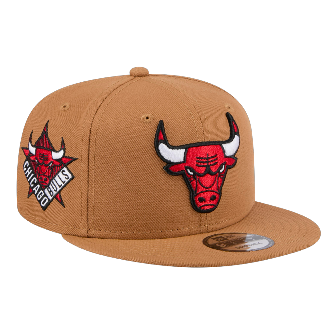 Chicago Bulls Official Team Color New Era Tan Color Pack 9FIFTY Adjustable Snapback Hat with Side Patch