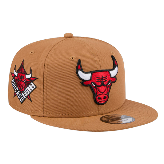 Chicago Bulls Official Team Color New Era Tan Color Pack 9FIFTY Adjustable Snapback Hat with Side Patch