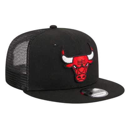 Chicago Bulls Trucker Meshback New Era Black 9FIFTY Adjustable Snapback Hat