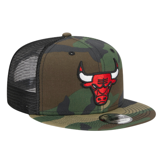 Chicago Bulls Woodland Camo Trucker New Era 9FIFTY Adjustable Snapback Hat