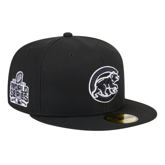 Chicago Cubs 2016 World Series Side Patch New Era Black & White 59FIFTY Fitted Hat