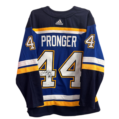 Chris Pronger St Louis Blues Autographed Adidas Home Jersey with Inscription - JSA COA