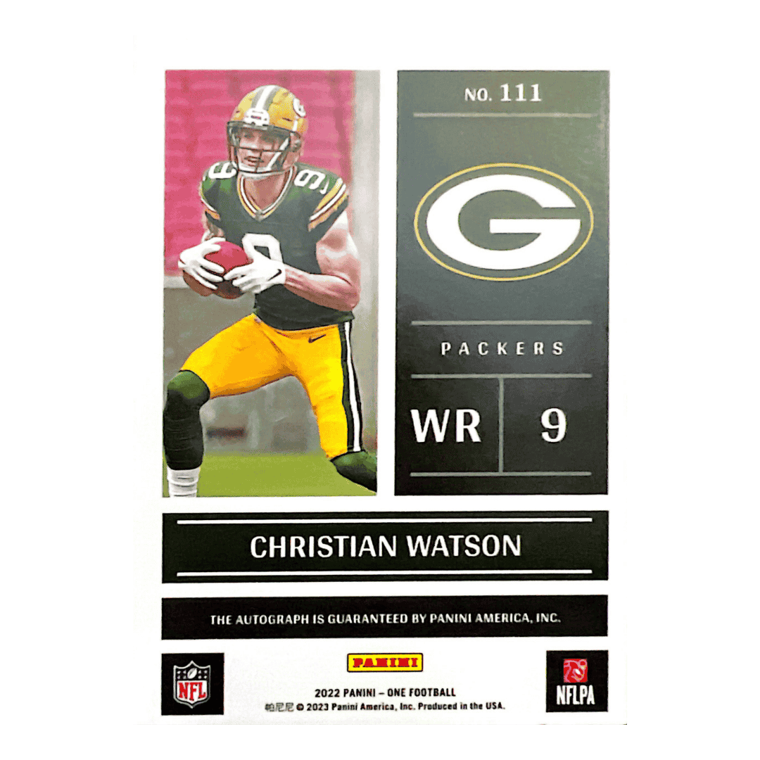 Christian Watson 2022 Panini Day One #D/75 Auto Rookie RC Card #111