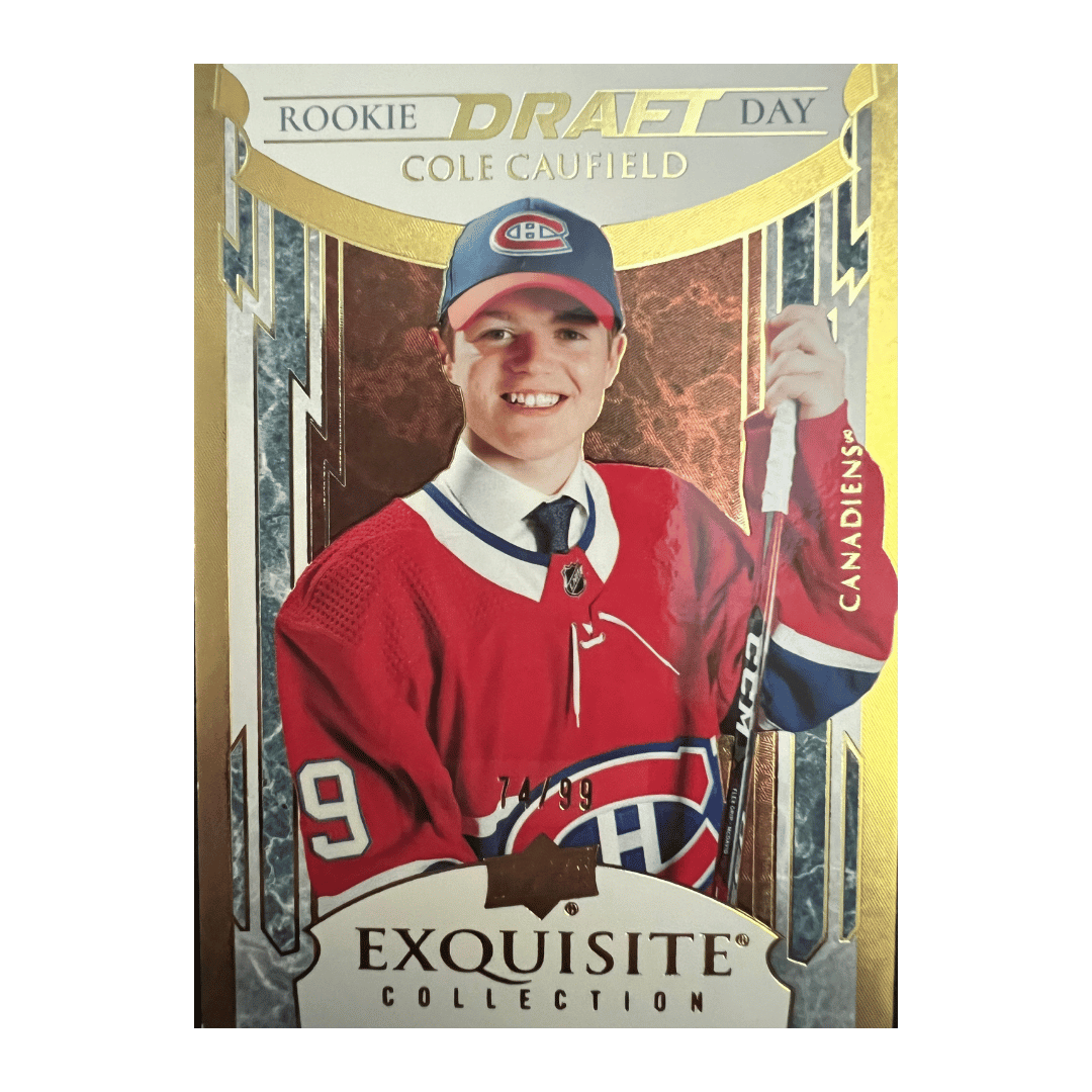 Cole Caufield 2021-22 Exquisite Rookie Draft Day Gold #'d /99 RDD-CC