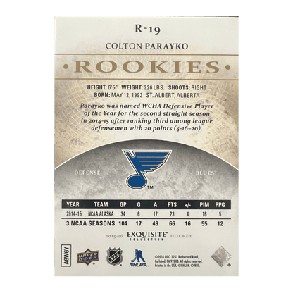 Colton Parayko 2015 Upper Deck Ice Exquisite Rookies Gold Spectrum #D/55 Rookie RC