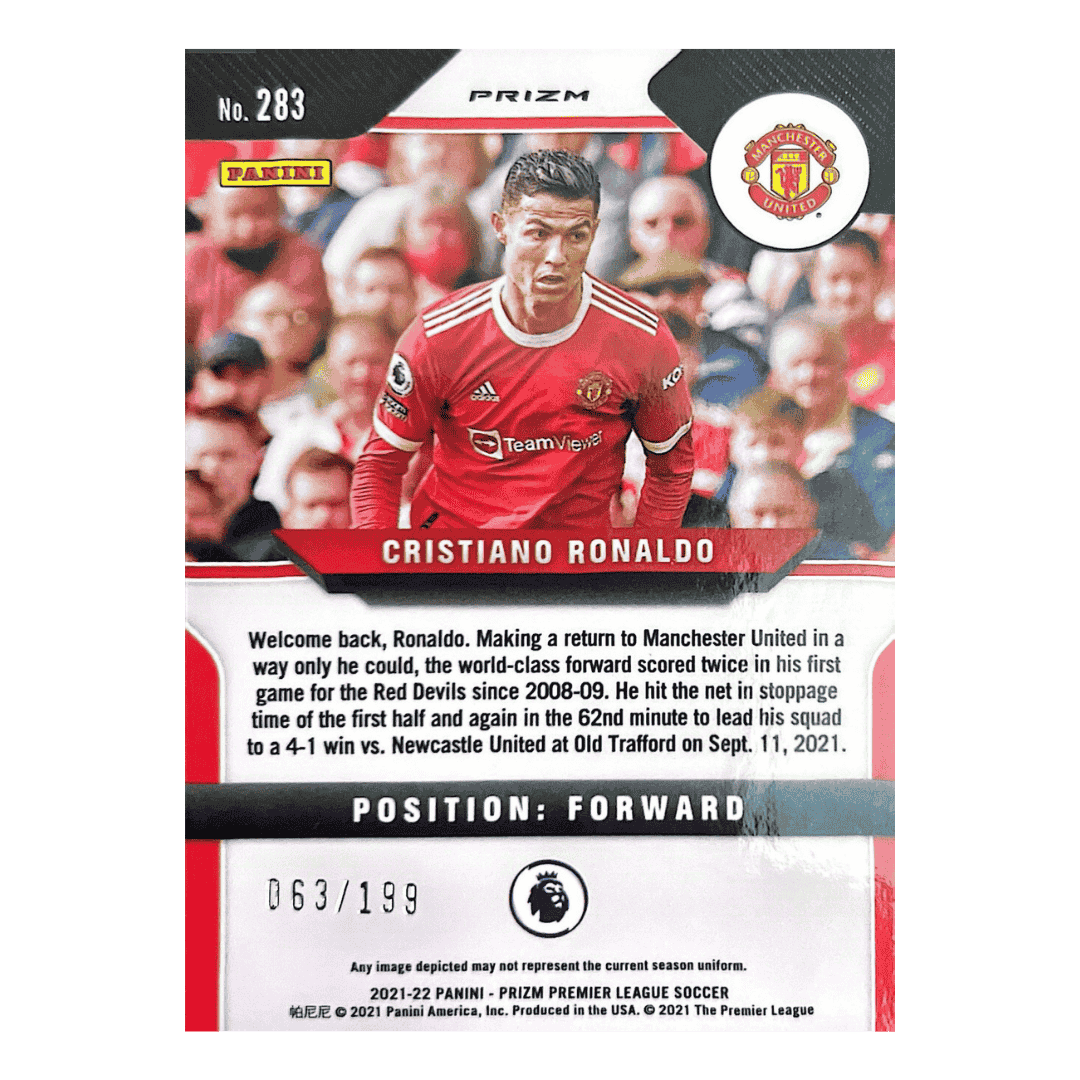 Cristiano Ronaldo 2021-22 Panini Premier League Blue Prizm #D 063/199