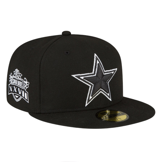 Dallas Cowboys New Era Black Super Bowl XXVII Patch 59FIFTY Fitted Hat