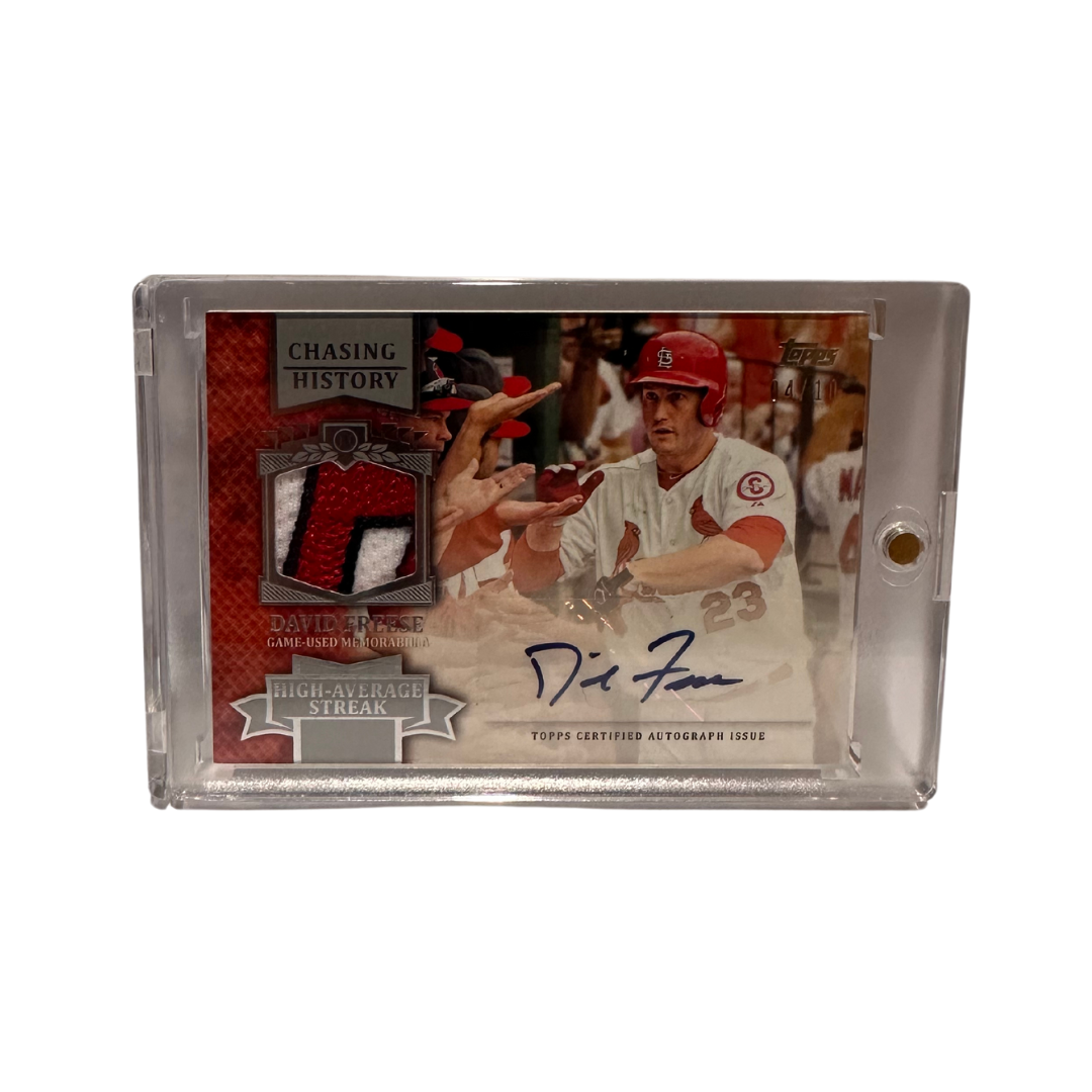 David Freese St Louis Cardinals Autographed Topps Chasing History #CHAR-DF Game Used Relic Card #'D 4/10