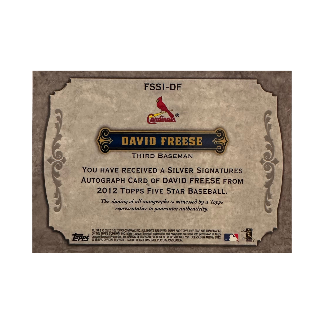 David Freese 2012 Topps Five Star Autographed Card #'D 77/99 #FSSI-DF