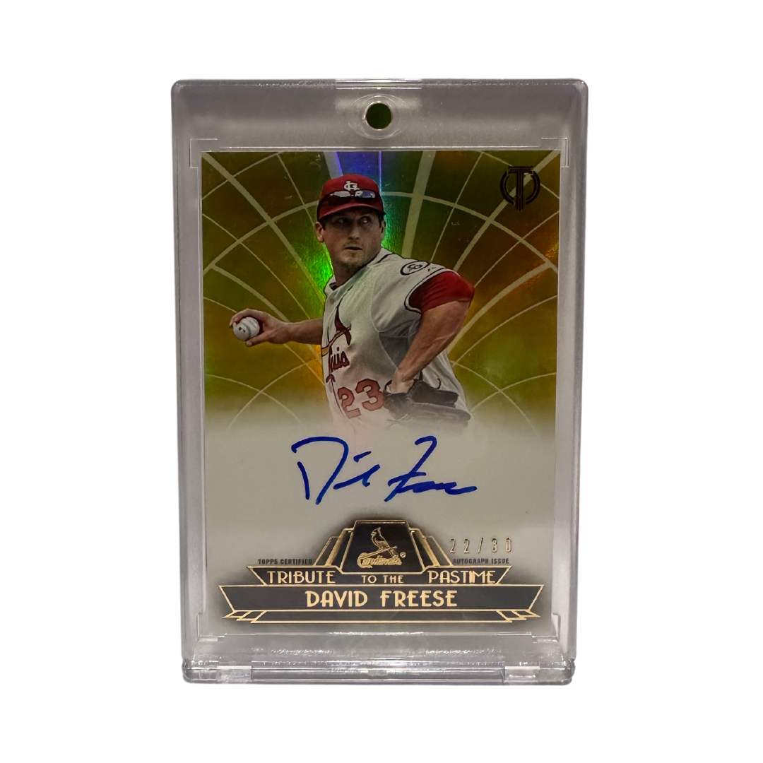 David Freese St Louis Cardinals Autographed Topps Tribute to the Pastime Yellow Foil #TPT-DF Card #'D 22/30