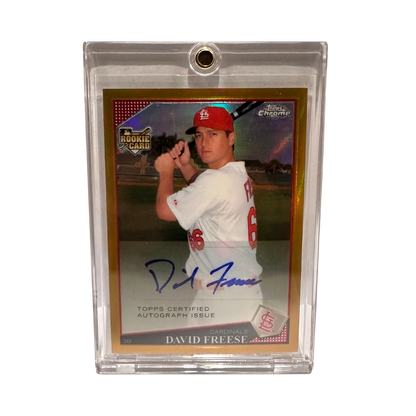 David Freese St Louis Cardinals Autographed Topps Chrome #230 Rookie Card Orange Refractor #D 45/50