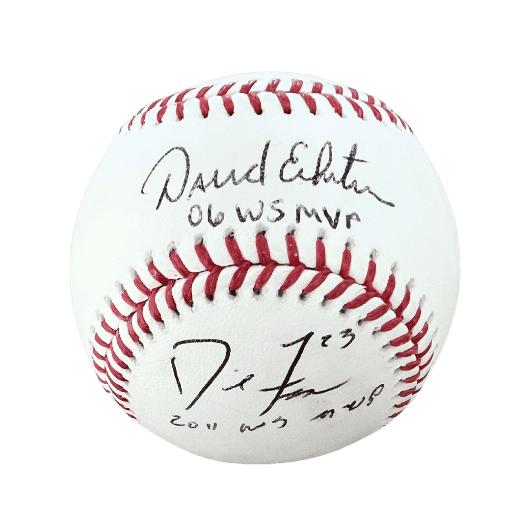 David Freese & David Eckstein St Louis Cardinals Dual Autographed Official Major League Baseball with Inscriptions IMPERFECT - MLB COA