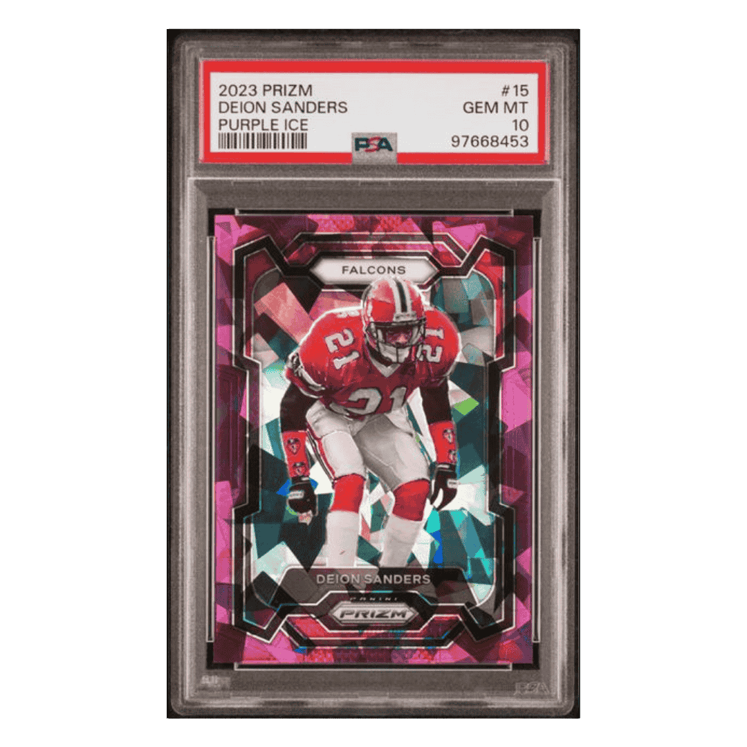 Deion Sanders PSA 10 2023 Panini Prizm Purple Ice 211/225 Card #15