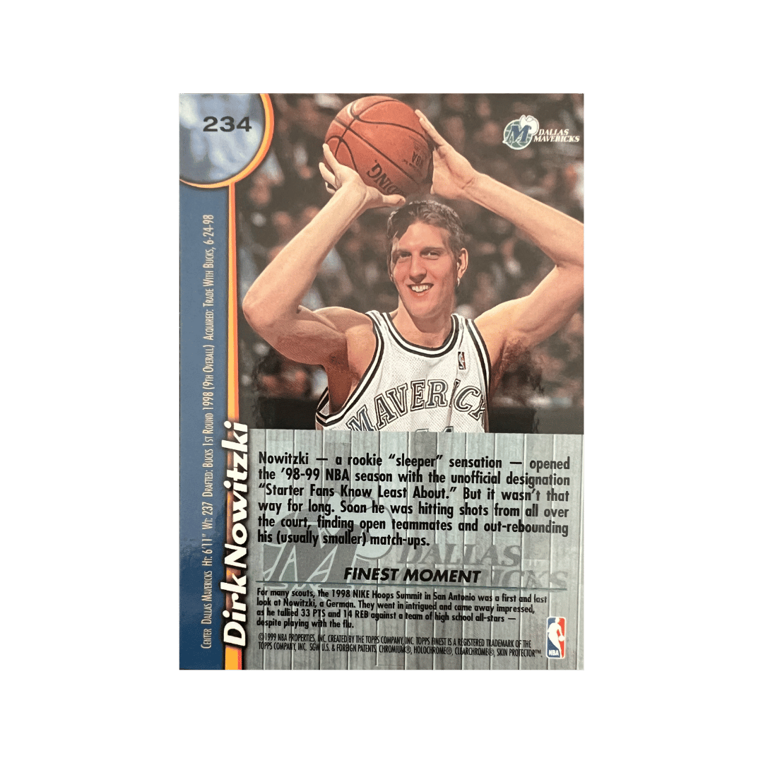 Dirk Nowitzki 1999 Topps Finest Rookie Card #234